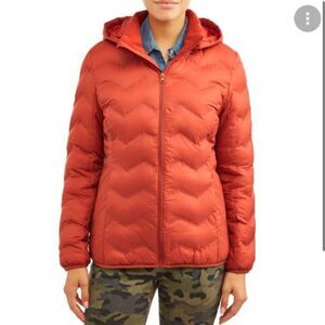Time and Tru Orange Wind Resistant Bubble Jacket NWT